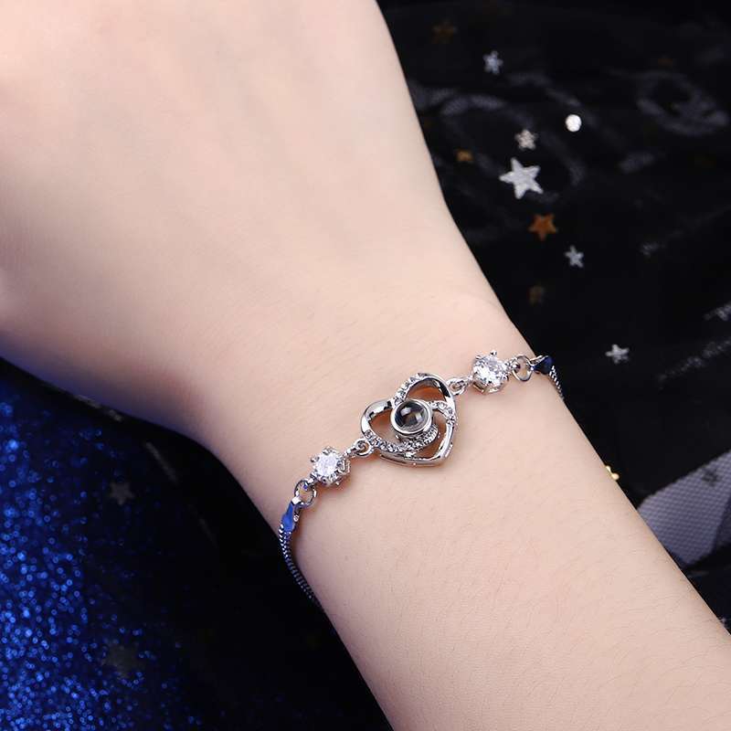 Fashion Heart Shape Copper Plating Hollow Out Inlay Zircon Bracelets 1 Piece