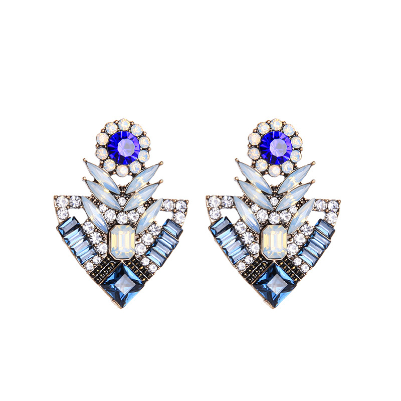 Crystal Diamond Earrings S925 Silver Needle Hollow Gemstone Earrings Banquet Wild Flower Earrings Wholesale display picture 8