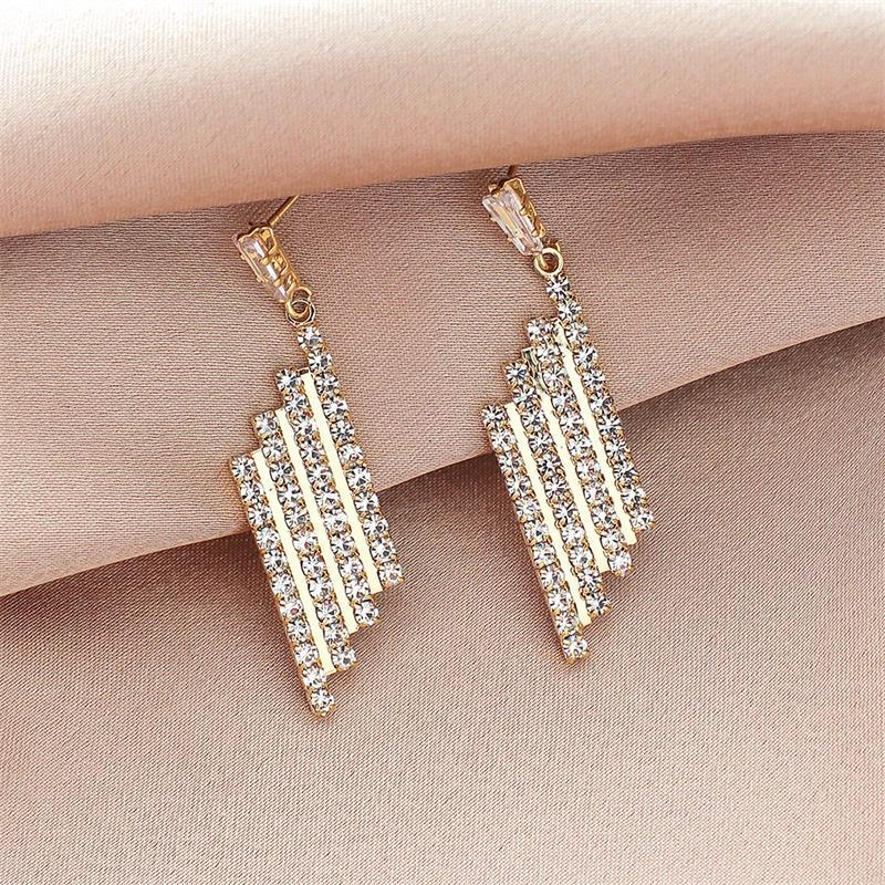 Fashion New 925 Silver Needle Full Diamond New Trendy Simple Alloy Earrings For Women display picture 7