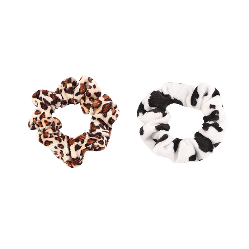 Retro Leopard Spotted Hair Scrunchies Set display picture 4