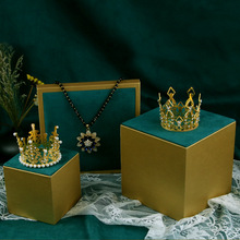 现货复古绿收纳项链展示拉丝皮首饰品展示珠宝展示陈列现货欧式风