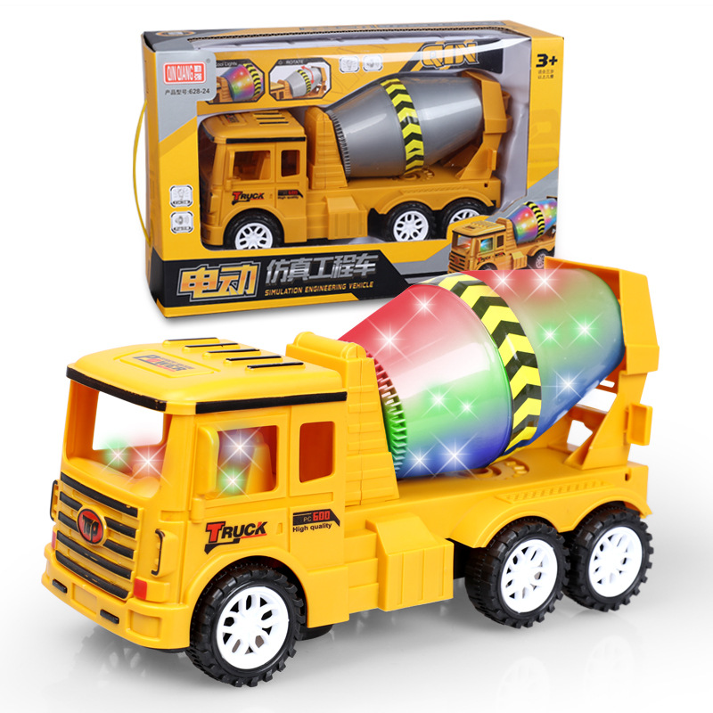 包邮电动万向儿童工程车玩具 灯光音乐玩具车搅拌水泥工程车批发|ru