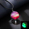 Starry sky, necklace, glossy pendant, with gem, European style