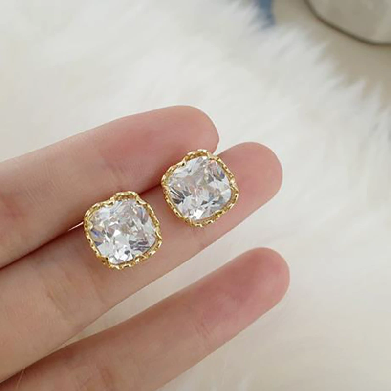 Серебряная игла, квадратные универсальные маленькие серьги, образец серебра 925, городской стиль, простой и элегантный дизайн