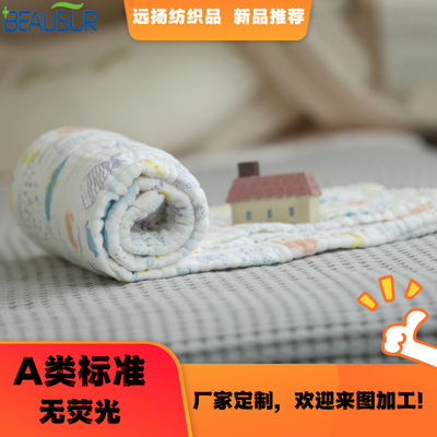 純棉紗布浴巾兒童蓋毯嬰兒抱被水洗童被110*110來圖定制