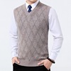 2021 Autumn and winter new pattern Middle and old age Men's Sweater leisure time Versatile Socket V-neck lattice Wool vest