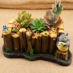 Japanese style doll cartoon figure Miyazaki Hayao My Neighbor Totoro Fence Large Flower Pot Totoro Tricycle Flower Pot Resin Flower Pot