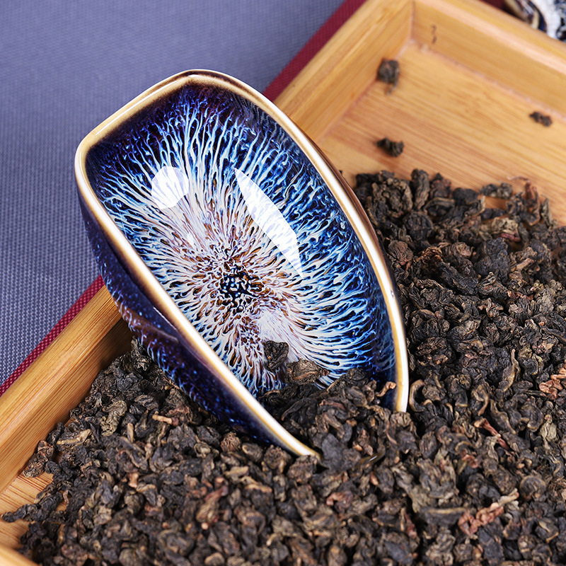 Venta al por mayor vintage té de cerámica loto estilo creativo hecho a mano cucharadita cuchara de té pala de té hogar Kung Fu ceremonia del té Accesorios