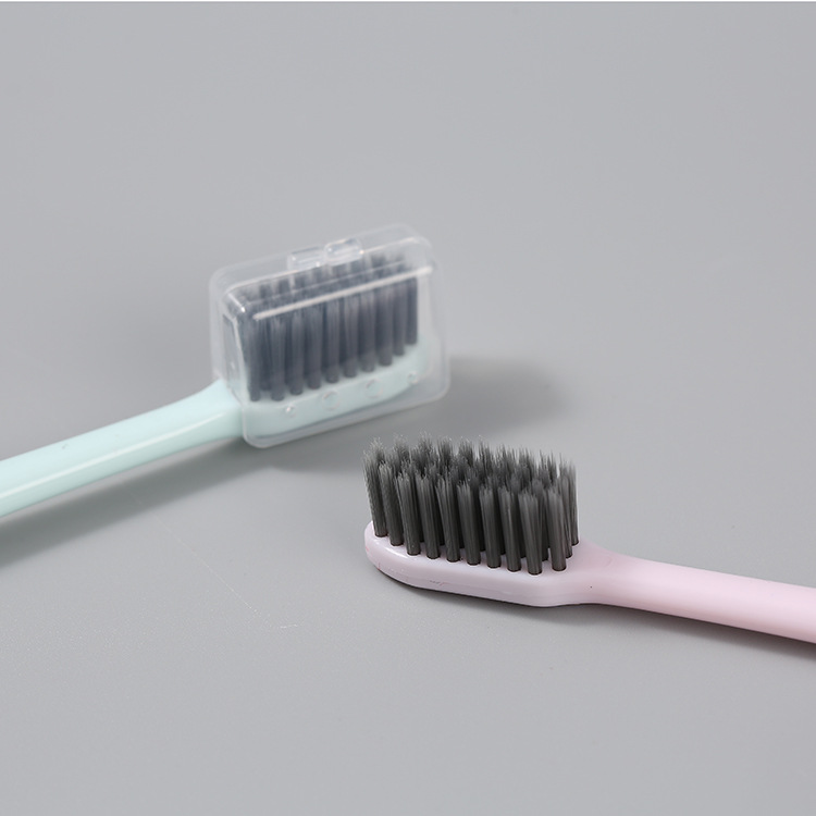 Muji derselbe Stil 4er-Pack Erwachsenen Zahnbürste im japanischen Stil, einfarbig, mit Schutzkappe, kleiner Kopf, mittelharte Borsten