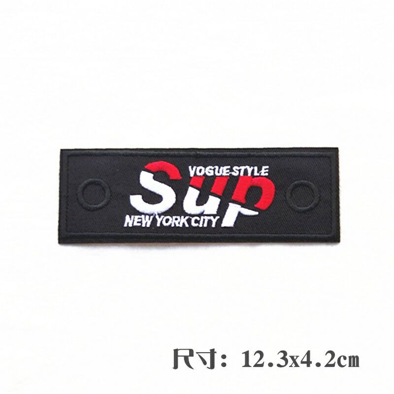 AliExpress insignia parche bordado pegatinas de tela bordado negro blanco rojo Inglés pegatinas de tela Inglés letras rectangulares