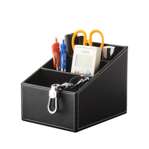 Business leather multi-functional desktop miscellaneous storage box, remote control cosmetic storage stand, office supplies wholesale
