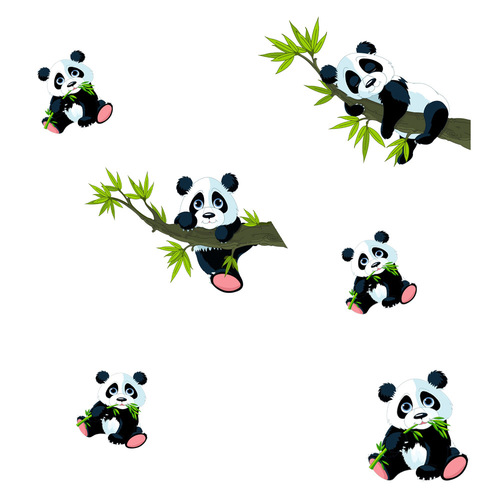 Kunshang cross-border new bamboo panda wall stickers for living room, bedroom and children's room decoration removable stickers KS6773