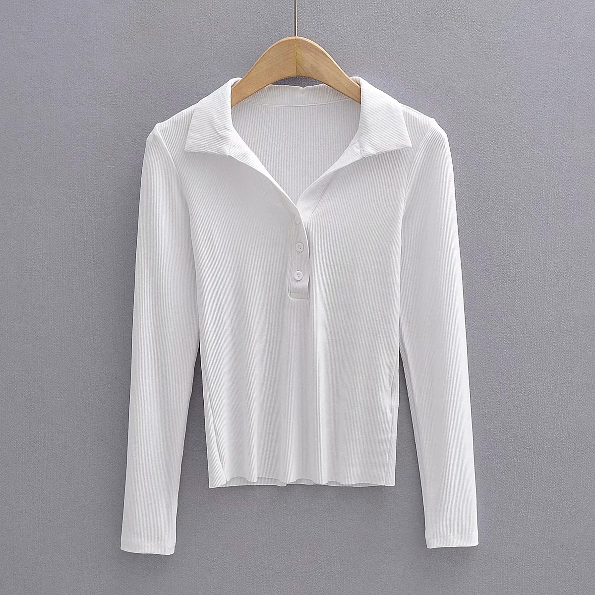 lapel solid color bottoming shirt  NSHS25176