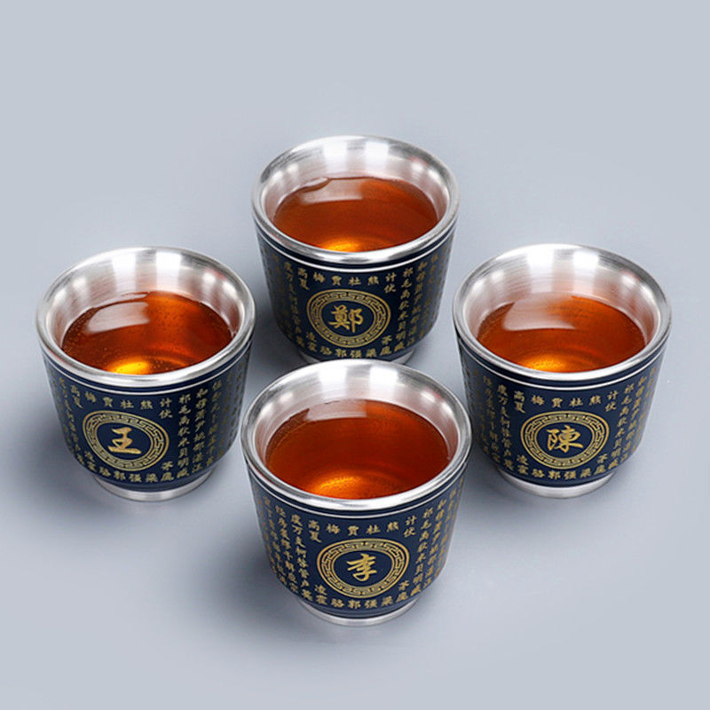 Sterling Silver Silver Tea Cup Tea Cup Master Cup Single Cup Hundred Family Name Simple Household Ceramic Kung Fu Tea Cup Tea Bowl
