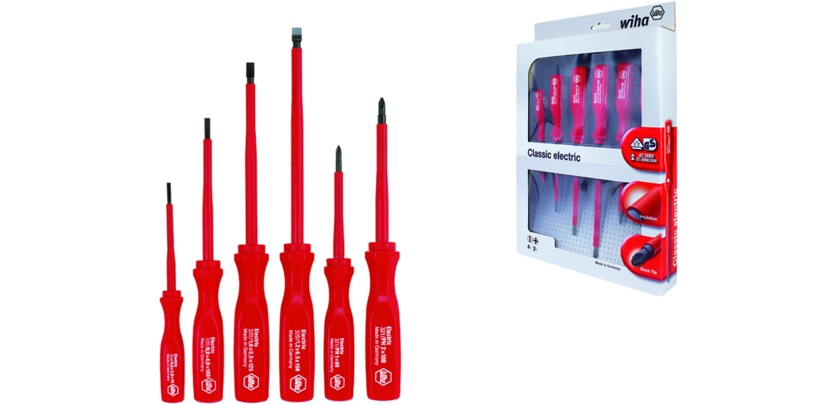 德国 威汉Wiha 00815 电工绝缘经典一字/十字螺丝起子6件套