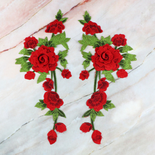 Embroidered fabric stickers peony color pairs of flowers hollow stage costume accessories water-soluble embroidery lace hand-sewn corsage appliqué embroidery