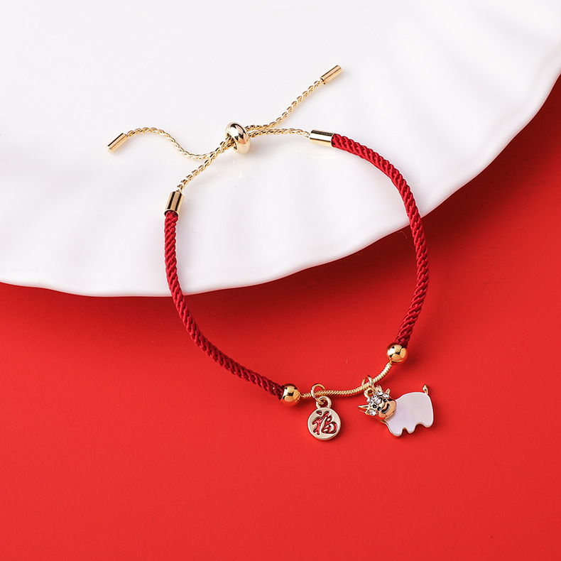 Red String Zodiac Cow Bracelet display picture 7