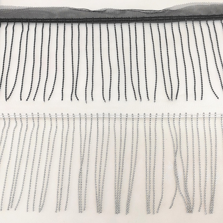 厂家批发链条流苏花边 机绣波珠链9公分排须 DIY服装婚纱帽子饰品