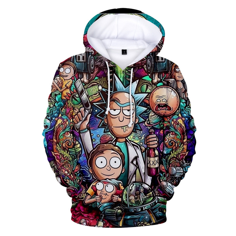 Foreign trade hot new Cos Rick and Morty movie corner clothing 3D digital printing casual hooded sweater