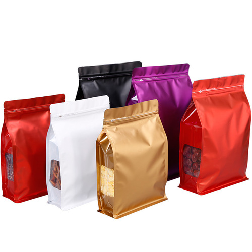 Colorful eight-side sealing plastic packaging bag food window sealing bag sealing bag self-sealing golden bag