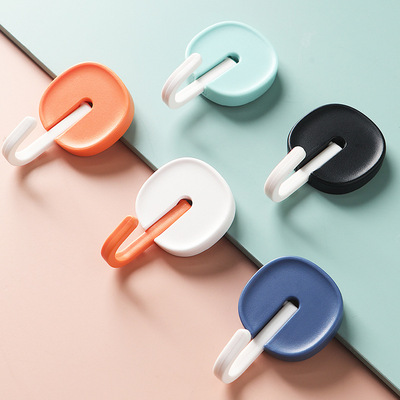 创意撞色厨房强力无痕两用挂钩 浴室免打孔粘胶塑料免钉挂钩批发