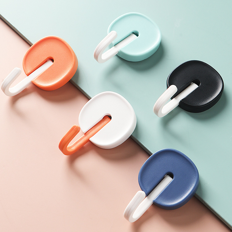 创意撞色厨房强力无痕两用挂钩 浴室免打孔粘胶塑料免钉挂钩批发