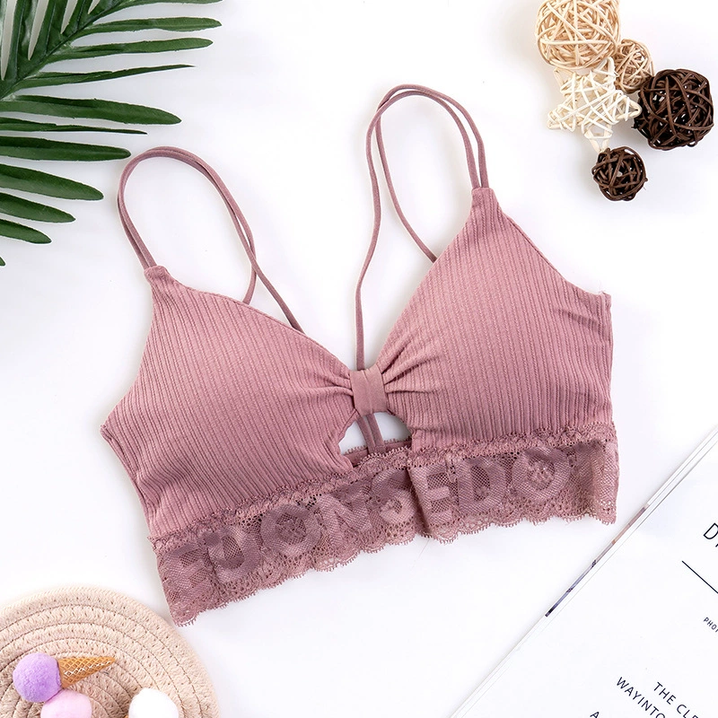 Lace Tube Top Bralette, Push-Up Wireless Bra Top, French-Style, One Size (Women)