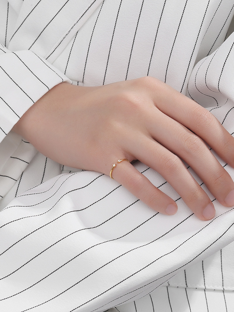 Adjustable Ring Size 1 Piece Quantity Daily Occasion 925 Sterling Silver Material Round Pattern 925 Sterling Silver Zircon Round Open Ring
