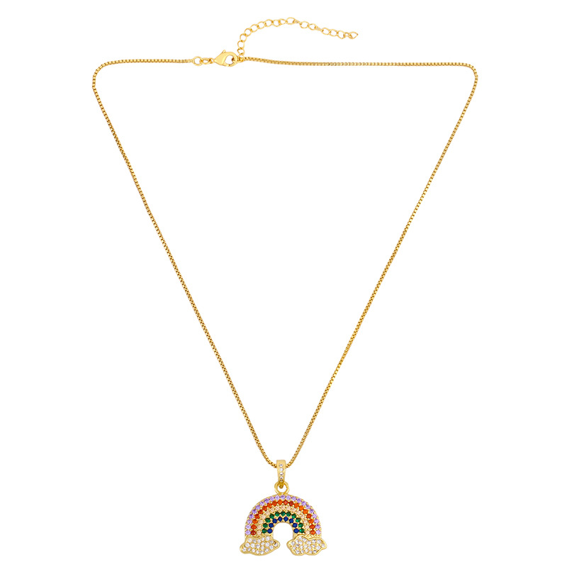 Fashion Necklace New Accessories White Cloud Rainbow Pendant Necklace Simple Wholesale Nihaojewelry display picture 6