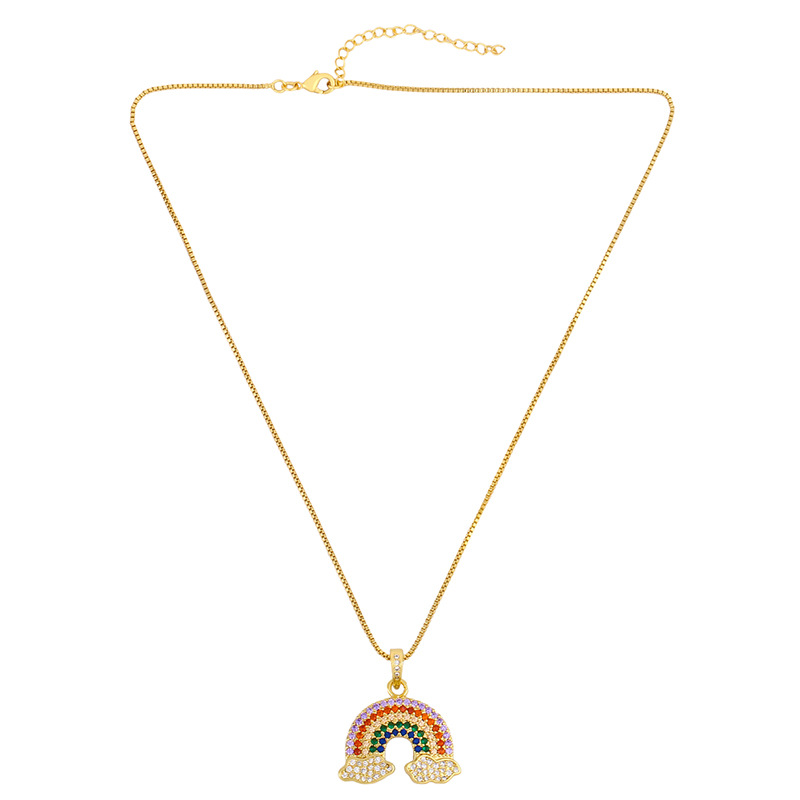 Collar De Moda Nuevos Accesorios Nube Blanca Arco Iris Colgante Collar Simple Al Por Mayor Nihaojewelry display picture 6