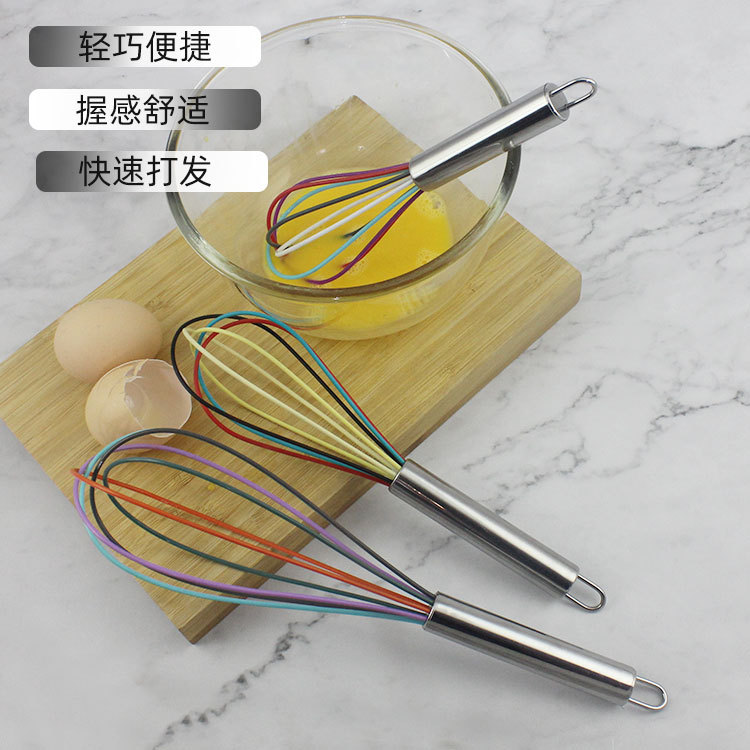 厂家直销手摇打蛋器硅胶五线手动搅拌器蛋抽硅胶包裹不锈钢打发器|ru