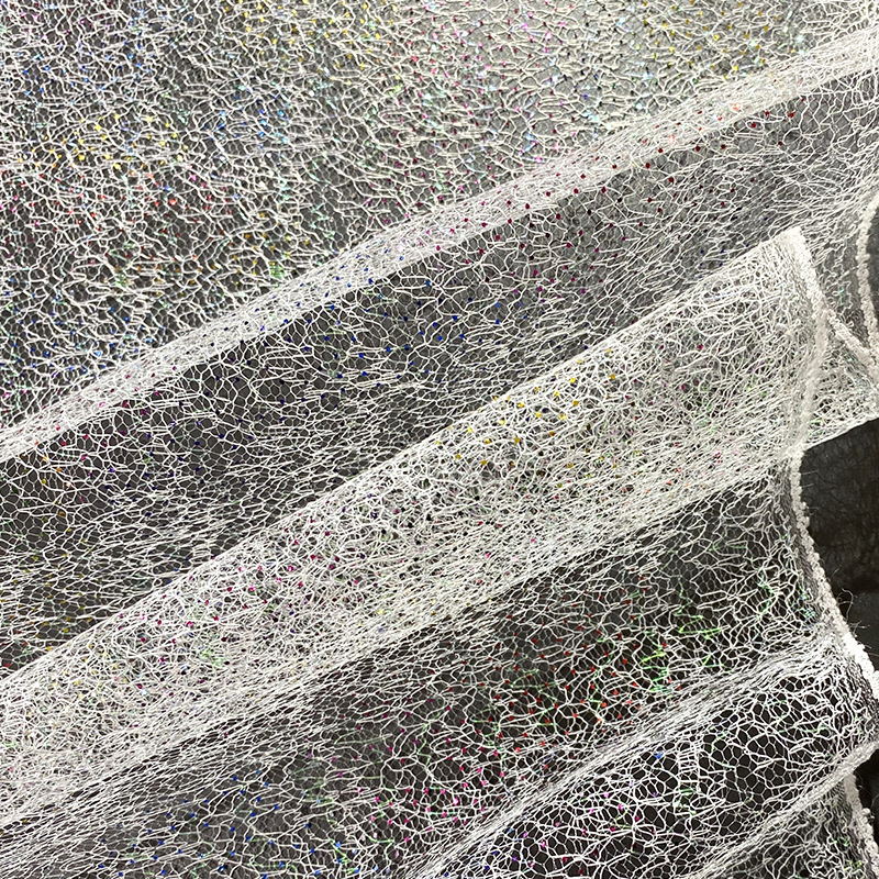 Fabricante de poliéster colorido sequinilla malla desordenada tela tela de vestido de boda de poliéster
