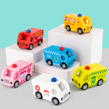 儿童迷你玩具车男孩1-2-3岁回力小汽车卡通警车消防车救护车模型