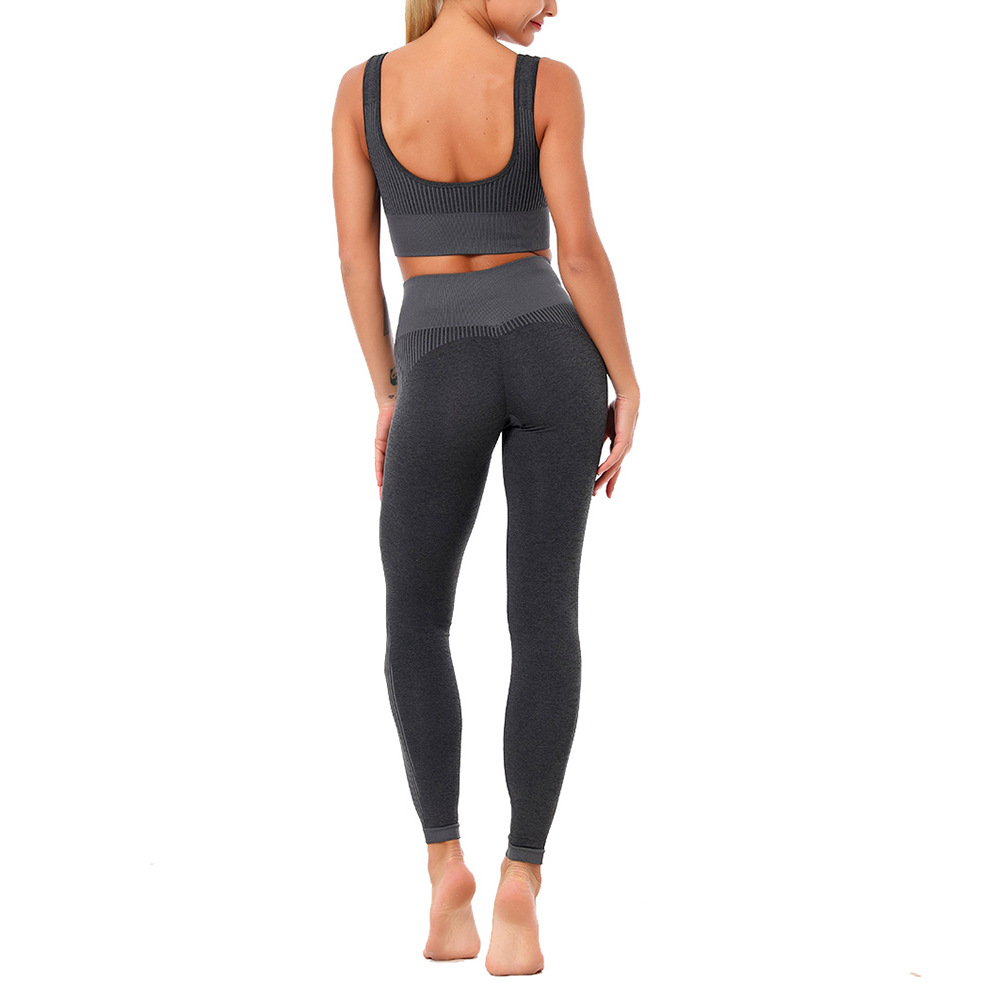 striped tight fitness seamless yoga set  NSLX14710