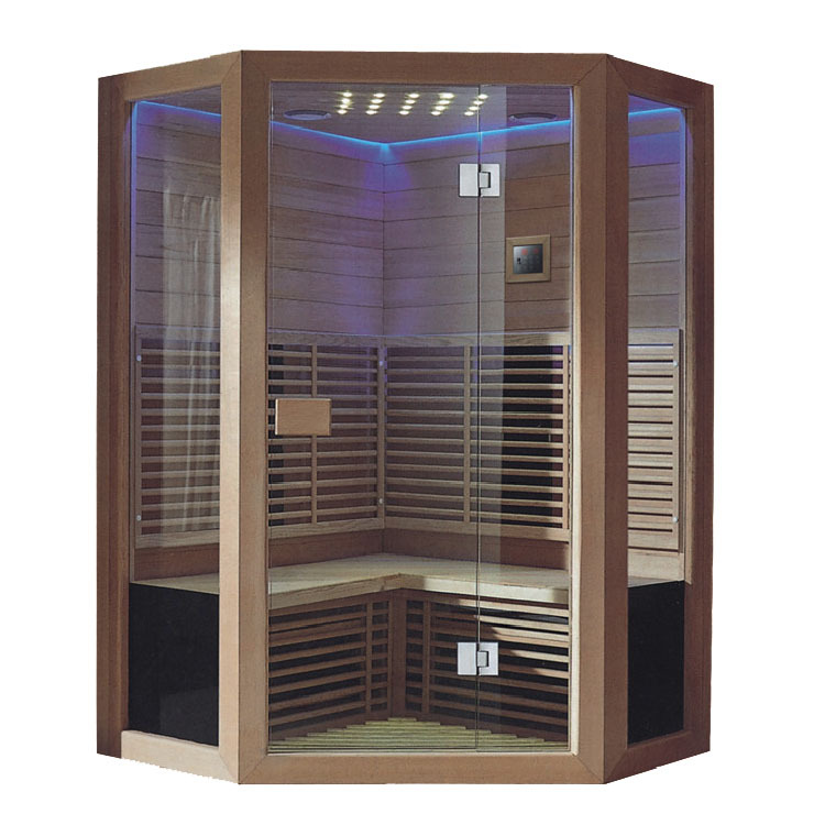 Habitación de vapor de sudor en forma de diamante de 1,5 m de tamaño doble para el hogar con luces de colores sala de ondas de luz infrarroja lejana