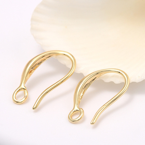 Copper plated 14k real gold glossy diy earring accessories Korean style new simple versatile ear hook jewelry wholesale