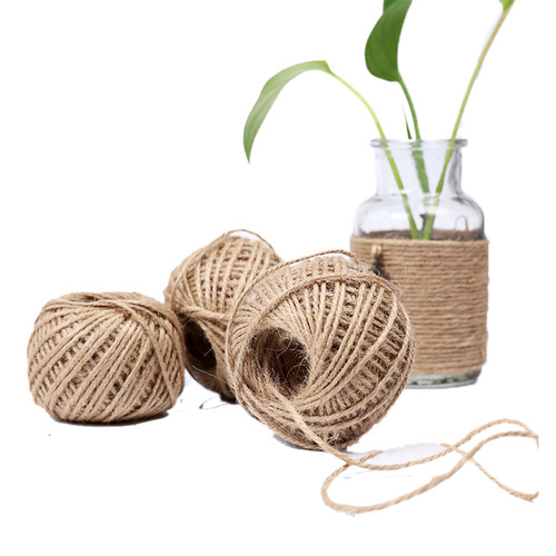 Factory direct sales 3 strands of photo wall decoration hemp rope textile accessories diy rope original color retro tag rope 50 meters