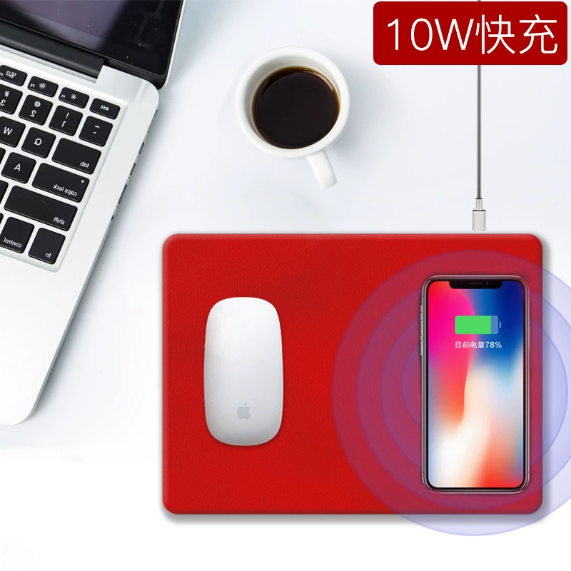 Беспроводная подзарядка для мыши подкладка (Huayuxin) из PU-кожи, 15W быстрая зарядка, противоскользящая поверхность