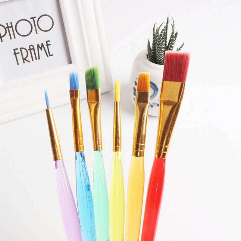 Cross-border wholesale 6 color plastic rod oil brush set children diy art painting pen watercolor nail pen