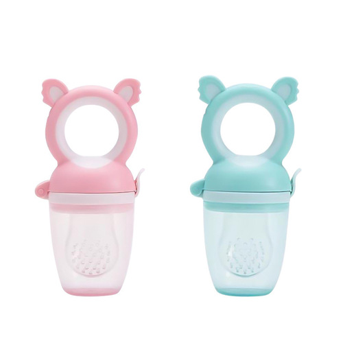 Infant Fruit and Vegetable Koala Chewing Fun with Storage Box, Fruit Supplement Feeding Device Chewing Bag Silicone Mesh Bag Chewing Fun