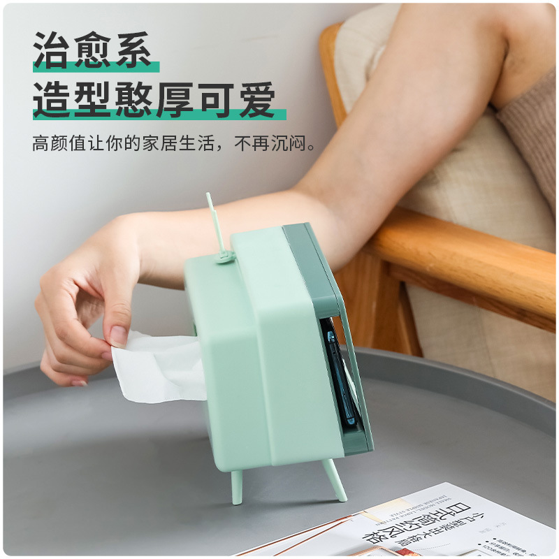 TV creativa caja de pañuelos hogar cocina tejido caja de almacenamiento sala de estar caja de pañuelos teléfono móvil de almacenamiento rack de impresión