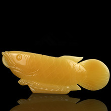 雲南米黃玉金魚擺件開業喬遷禮物客廳酒櫃裝飾品魚玉石擺件