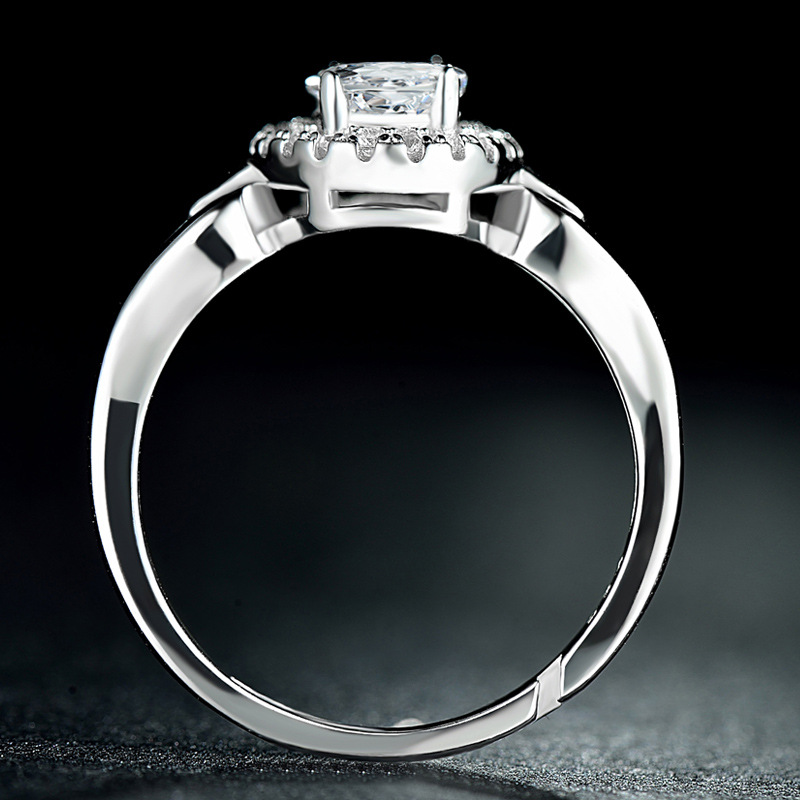 Japonés y coreano de moda elegante anillo femenino S925 plata diamante incrustado anillo abierto simple anillo de dedo índice anillo de diamante de simulación