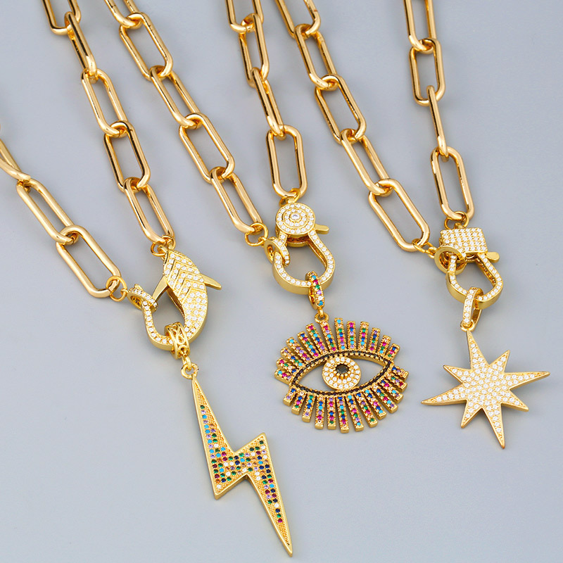 necklace thick chain necklace rainbow pendant necklace colorful zircon Hiphop necklace wholesalepicture19
