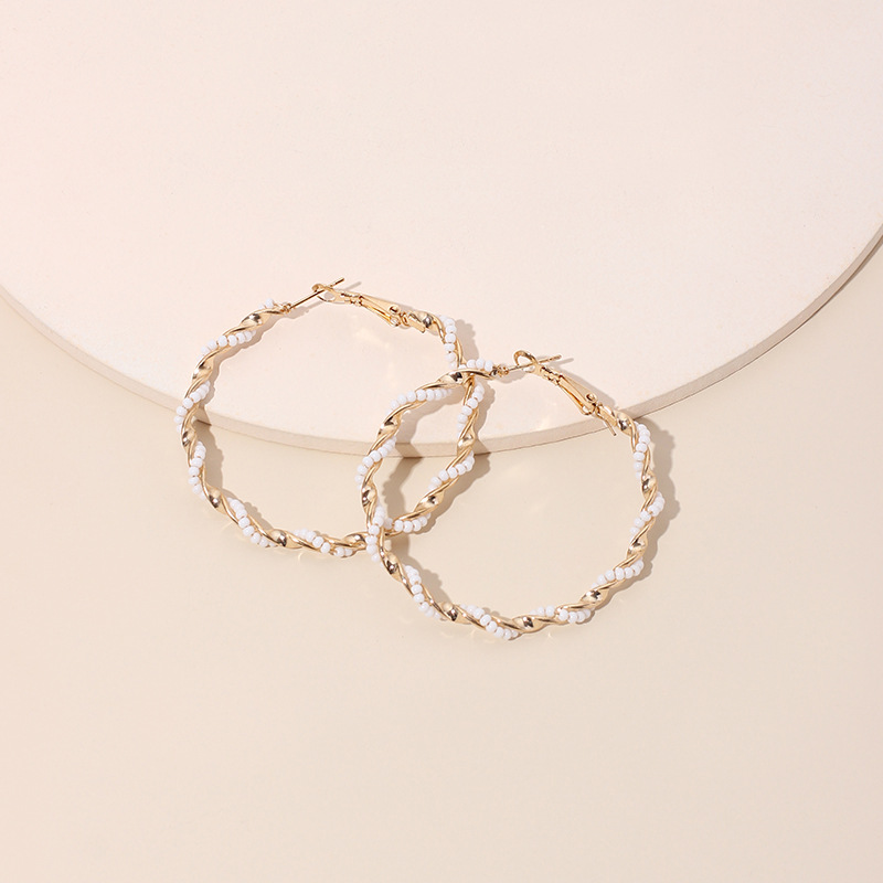 New exaggerated big circle trendy bohemian round bead earrings for women