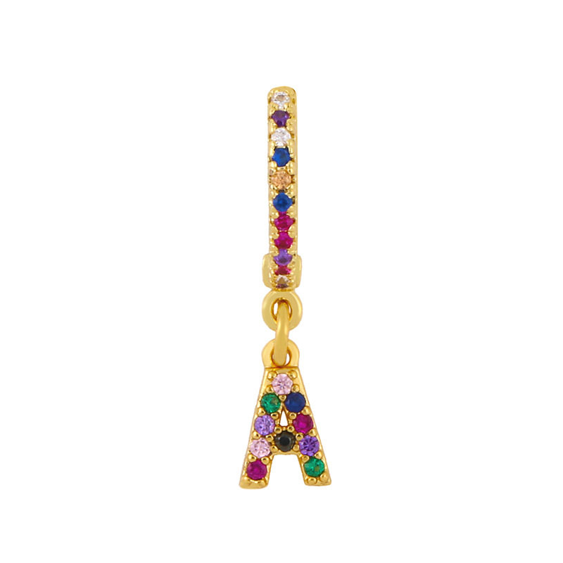 Clip Boucles D&#39;oreilles 26 Boucles D&#39;oreilles Alphabet Micro-set Couleur Zircon Alphabet Clips D&#39;oreilles Femmes display picture 22