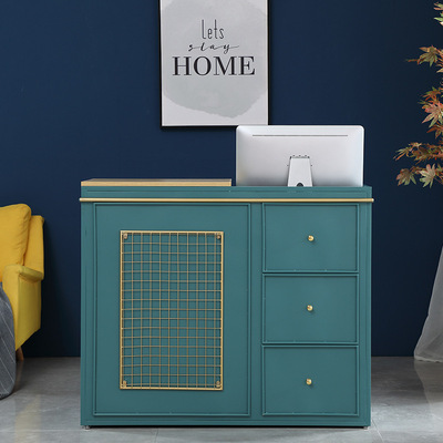 铁作坊 北欧前台收银台简约现代接待台多功能服装美容院柜台|ru