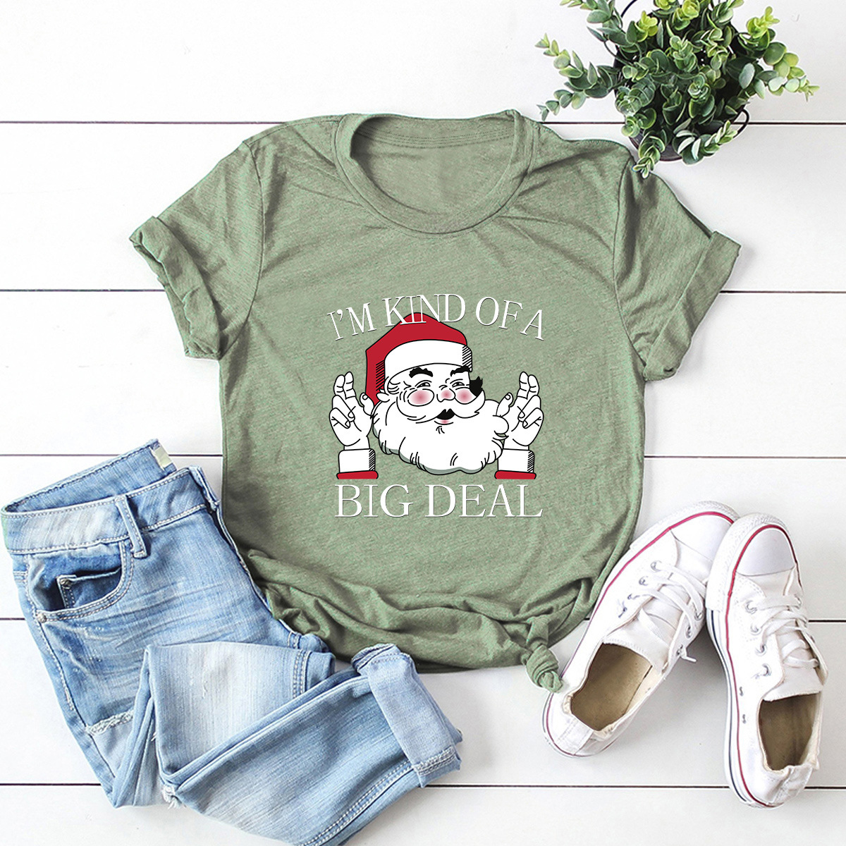 Feliz Navidad Santa Claus camiseta de manga corta feliz NSSN11936