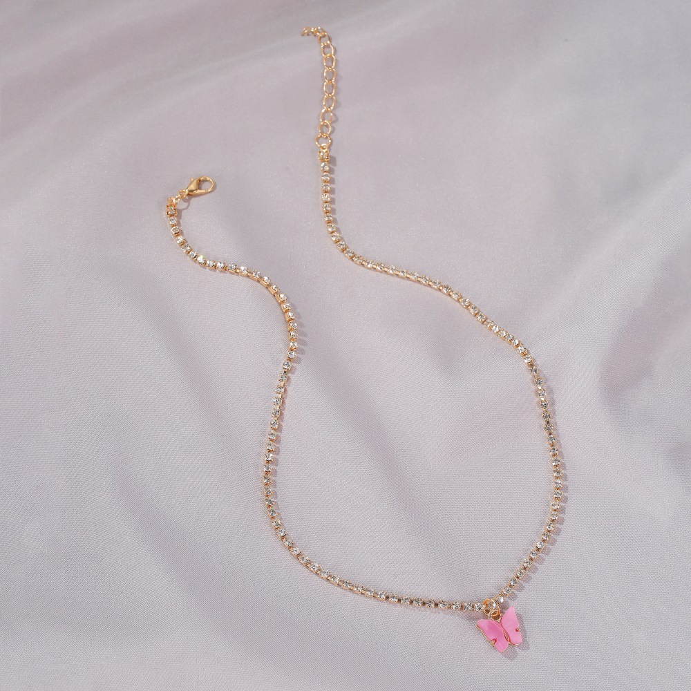butterfly necklace wild colorful butterfly clavicle chain temperament simple butterfly pendant whole