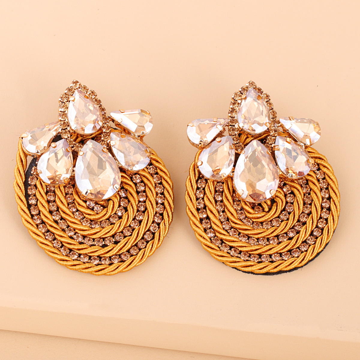 Rhinestone Geometric Round Exaggerated Earrings display picture 20